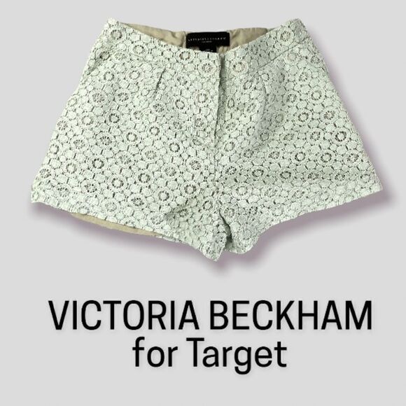 Victoria Beckham for Target Pants - : : VICTORIA BECKHAM for Target Pale Mint Green Lace Shorts with Tan Lining : :